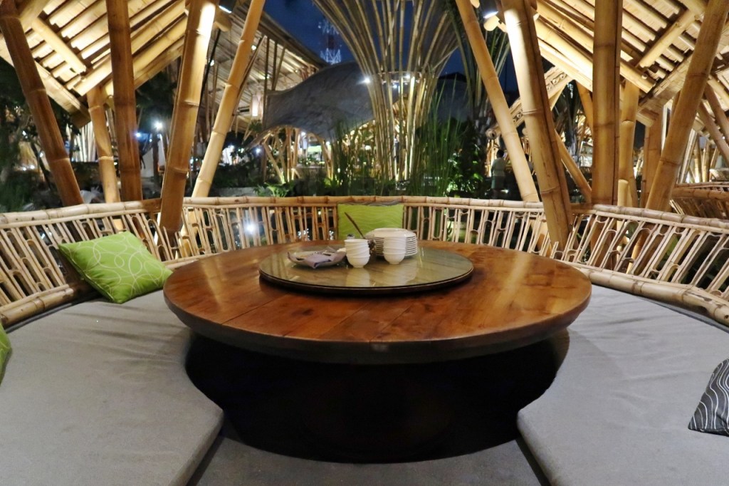 Sheltered hut dining area at Wanaku IndoAsian Cuisine Restaurant