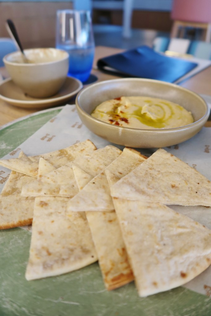 Hummus with pita bread dish at Hyde Paradiso
