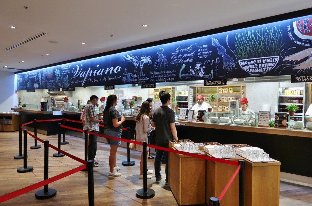 Vapiano Italian Restaurant queue line and ordering area
