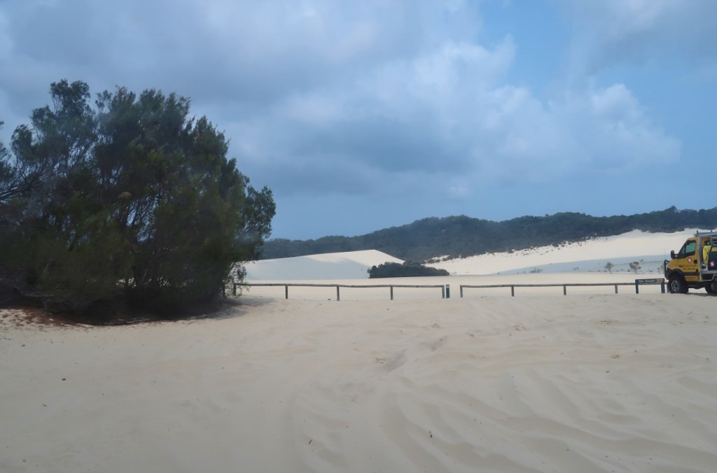 Entrance to the sand dunes for sand tobaogganing on Moreton Island