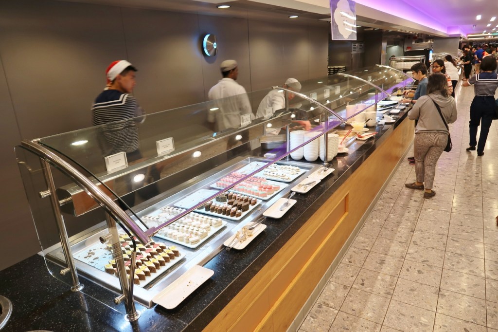 The dessert food section at The Lido buffet on Genting Dream Cruises