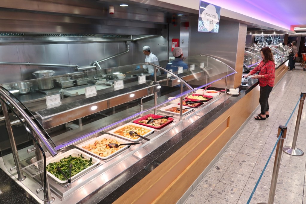 The international food section at The Lido buffet on Genting Dream Cruises