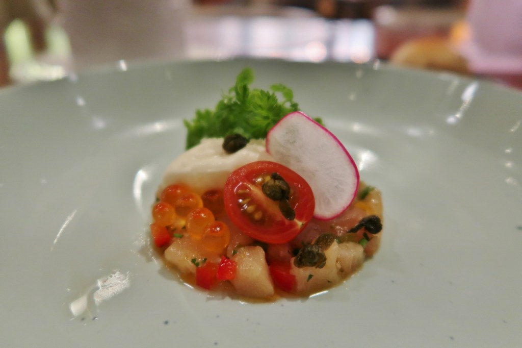 Hamachi tartare dish at Racines at Sofitel Singapore City Centre hotel