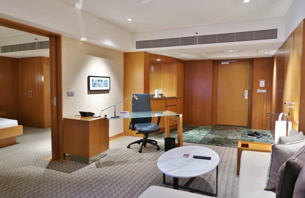 Living area in King Bed Club Access Room at Grand Hyatt hotel