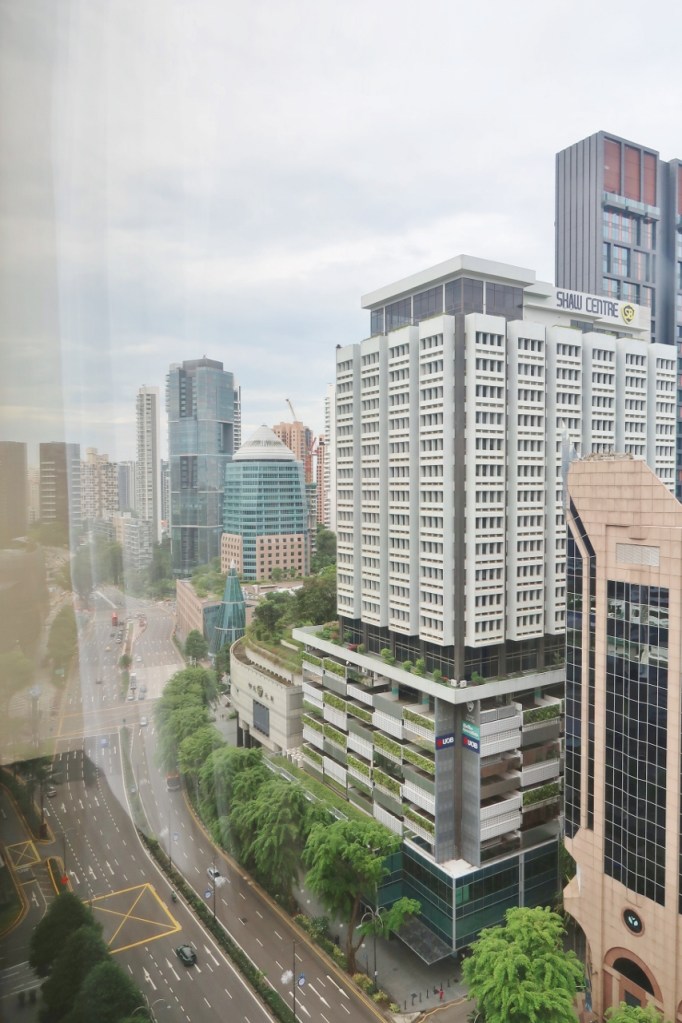The view of Shaw Centre, Wheelock Place and other buildings from King Bed Club Access Room at Grand Hyatt hotel