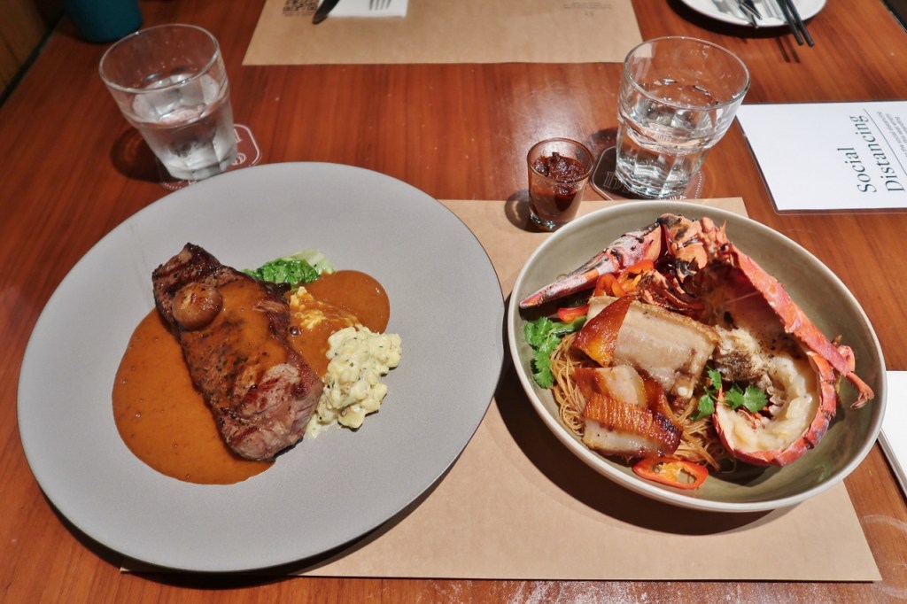 Grain fed striploin steak and Singapore-style fried bee hoon from Cook & Brew at The Westin Hotel