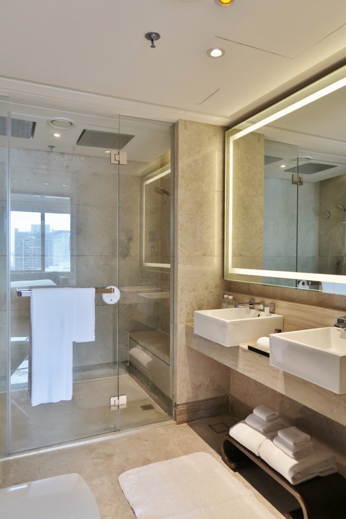 Bathroom in Executive Club (Larger Guest Room) at Marriott Tang Plaza Hotel