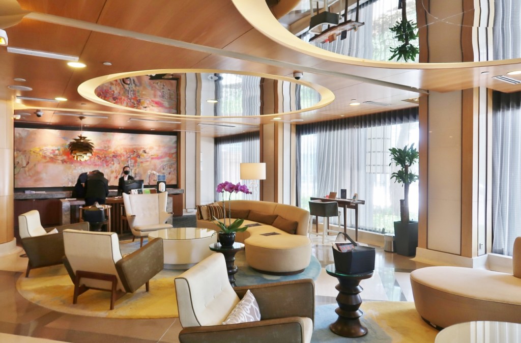 The lobby and reception area at Ascott Raffles Place Serviced Apartments