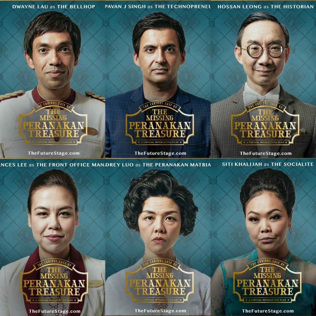Headshots of the main cast of The Curious Case Of The Missing Peranakan Treasure theatre play
