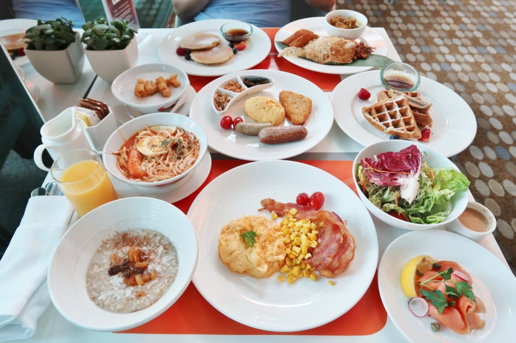 Breakfast buffet dishes at The Line restaurant at Shangri-La Hotel