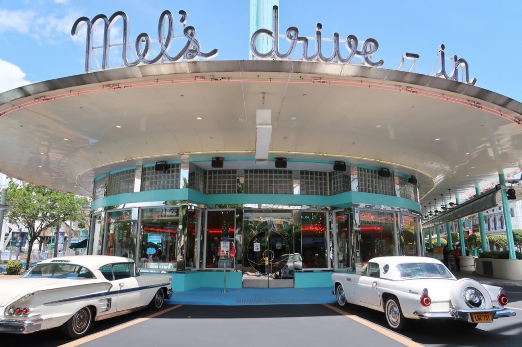 The entrance to Mel's Drive-In restaurant at Universal Studios Singapore