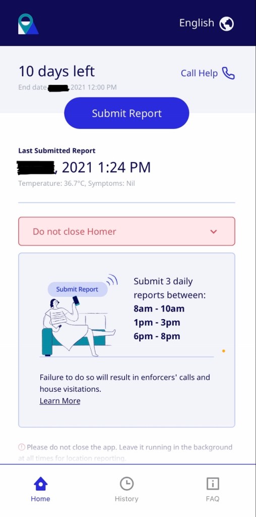 Homepage of the Homer app