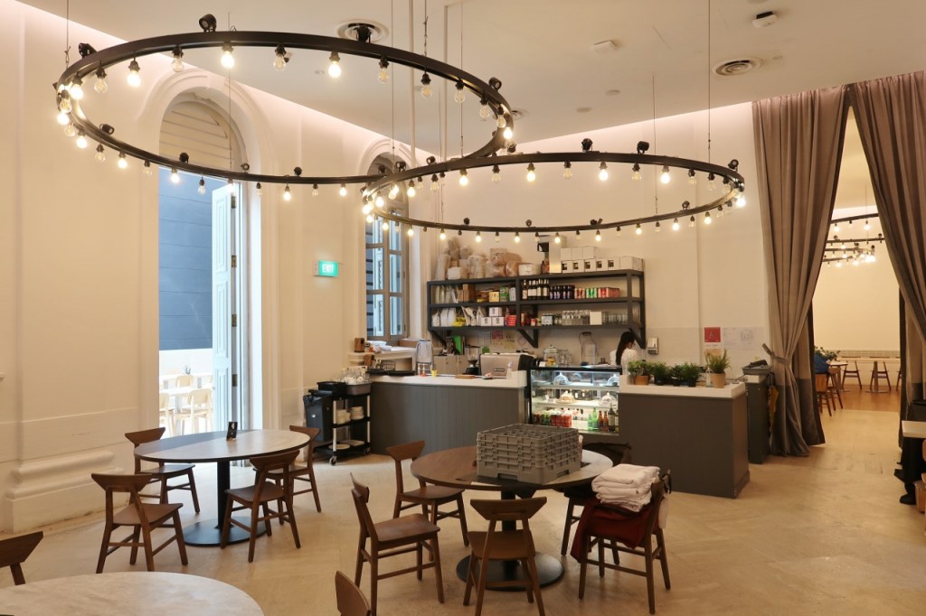 Indoor seating area at Food For Thought restaurant