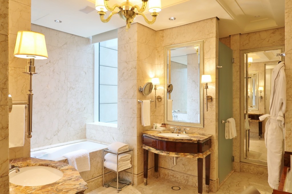 Bathroom in Lady Astor Larger Guest Room at St. Regis Hotel