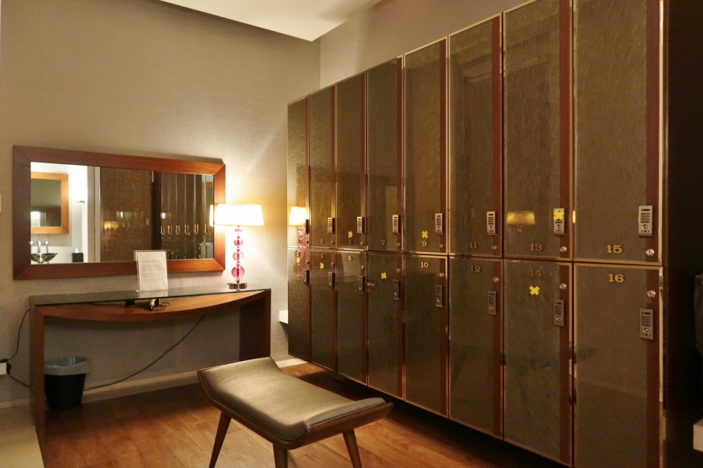 The Remède Spa sensorial lounge locker area at St. Regis Hotel