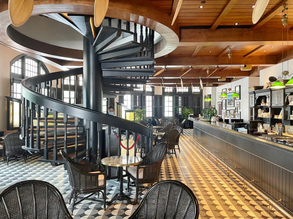 Seating area at Long Bar at Raffles Hotel