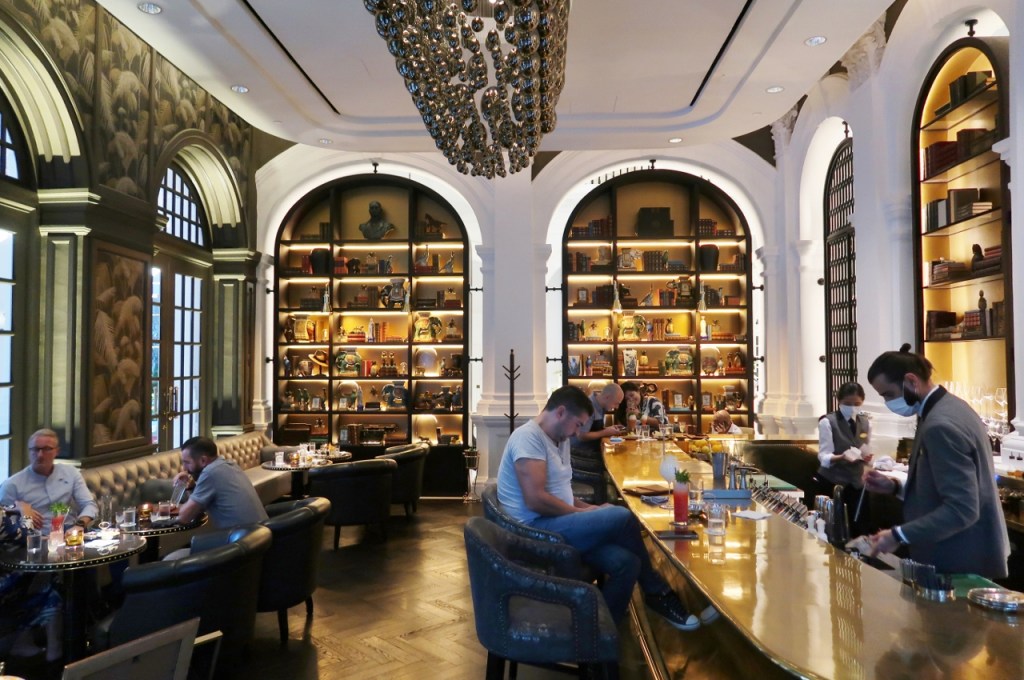 Seating area at Writers Bar at Raffles Hotel