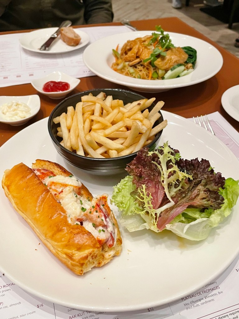 Dinner dishes from La Brasserie restaurant at The Fullerton Bay Hotel