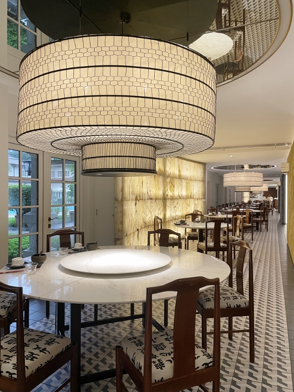 Seating area at Min Jiang restaurant at Goodwood Park Hotel