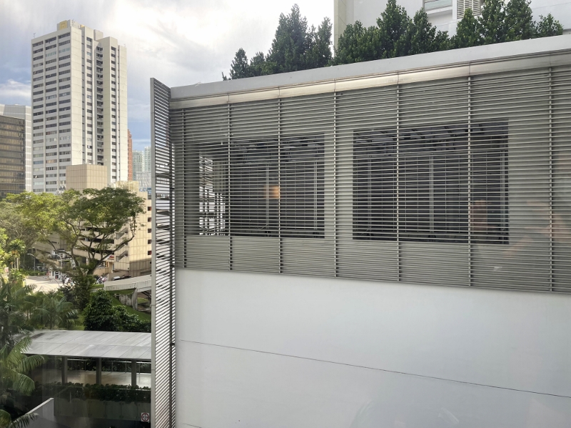 The view from Twin Bed Deluxe Room on level 6 at Grand Hyatt Hotel