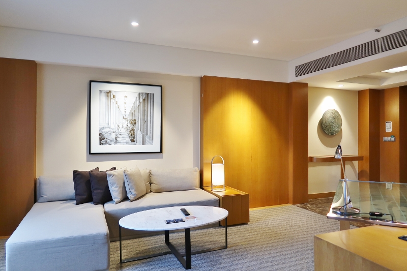 Living area in King Bed Deluxe Room at Grand Hyatt Hotel