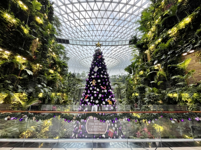 Shiseido Forest Valley Christmas decor at Jewel Changi Airport