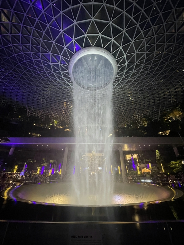 HSBC Rain Vortex light show at Jewel Changi Airport