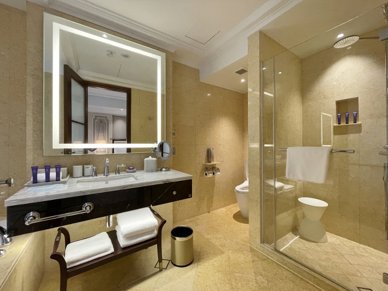 Bathroom in Straits Club Heritage King Room at The Fullerton Hotel