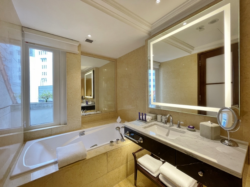 Bathroom in Straits Club Heritage King Room at The Fullerton Hotel
