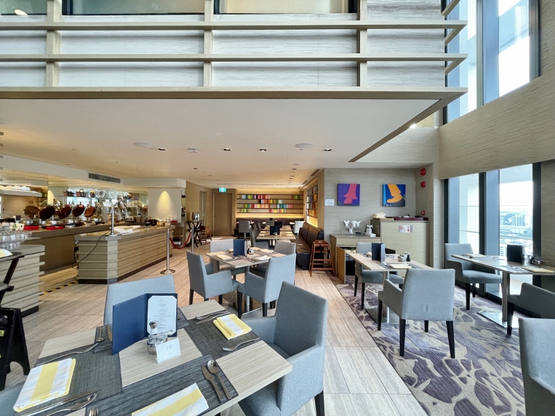 Seating area at the Skyline Lounge & Terrace at One Farrer Hotel