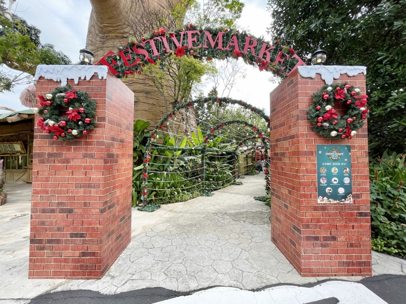 The entrance to the Christmas Festive Market at Universal Studios Singapore