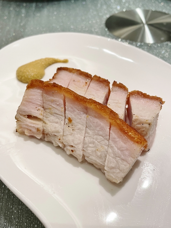 Crispy roasted pork from Jia He Chinese Restaurant at One Farrer Hotel