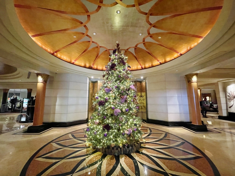 Christmas tree in the lobby of Four Seasons Hotel