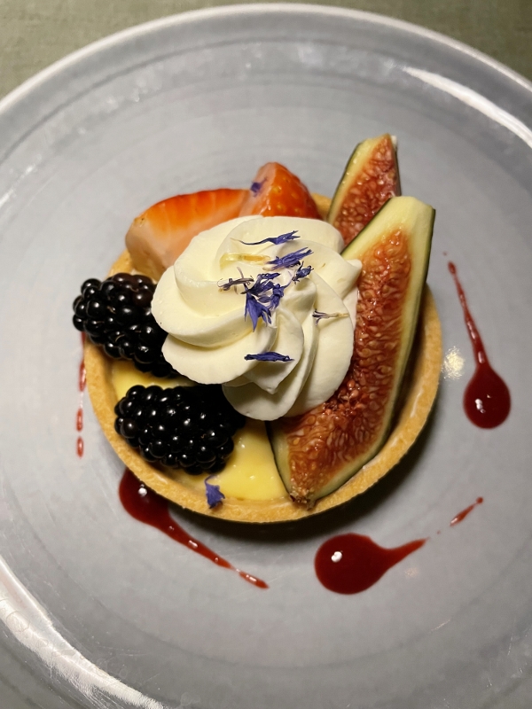 Seasonal fruit tart with crème chantilly from One-Ninety Bar at Four Seasons Hotel