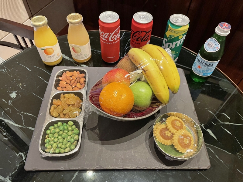 Mini-bar and welcome amenities from Stamford Suite at The Capitol Kempinski Hotel