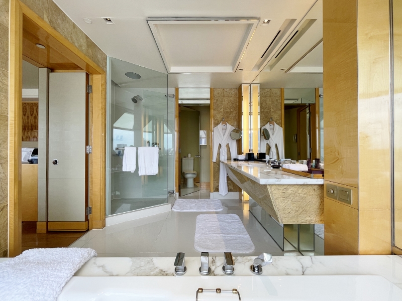 Bathroom in Club Deluxe Marina Room at The Ritz-Carlton Millenia Hotel
