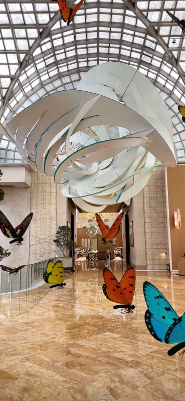 Cornucopia sculpture with augmented reality butterflies at The Ritz-Carlton Millenia Hotel