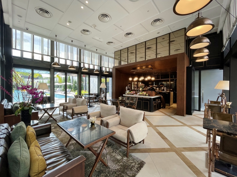 Seating area at The Living Room at The Barracks Hotel