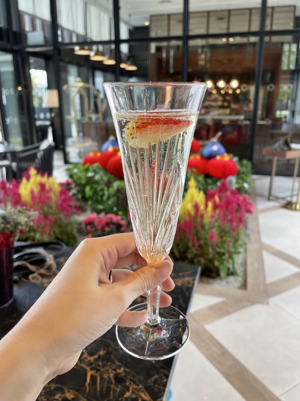 A glass of Prosecco at The Barracks Hotel