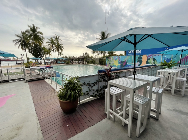 Seating area at Summerhouse Beach Club restaurant at AJ Hackett
