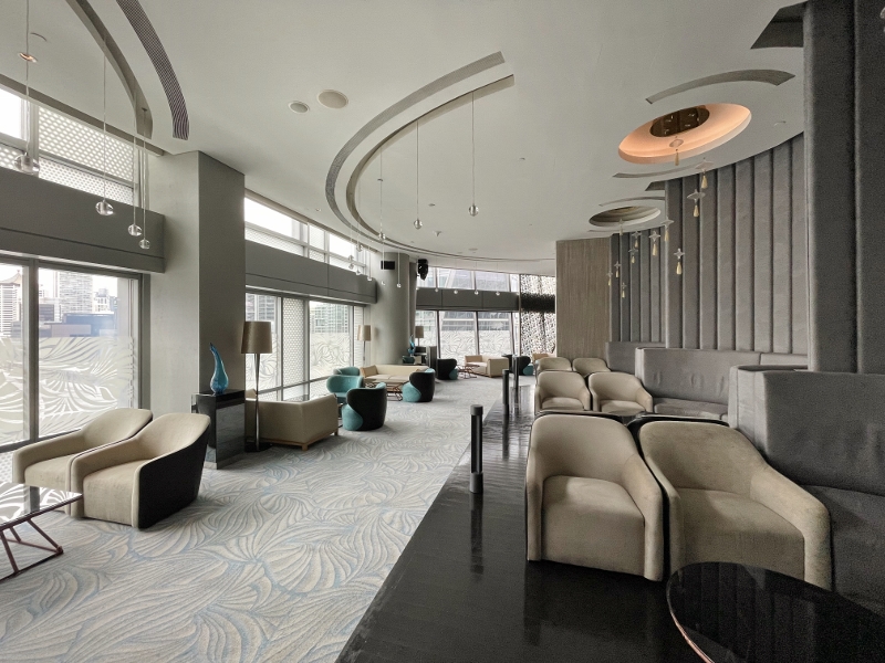 Seating area at Lounge@JEN restaurant at JEN Orchardgateway Hotel