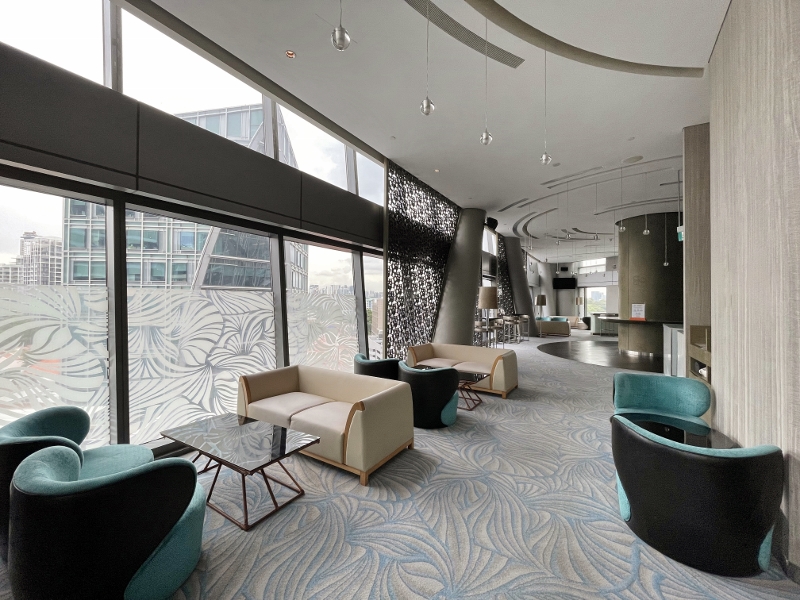 Seating area at Lounge@JEN restaurant at JEN Orchardgateway Hotel