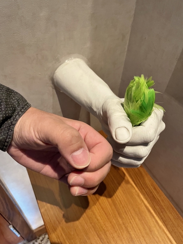 Strange hand sculpture in Fabulous Room on level 3 at W Hotel Sentosa Cove