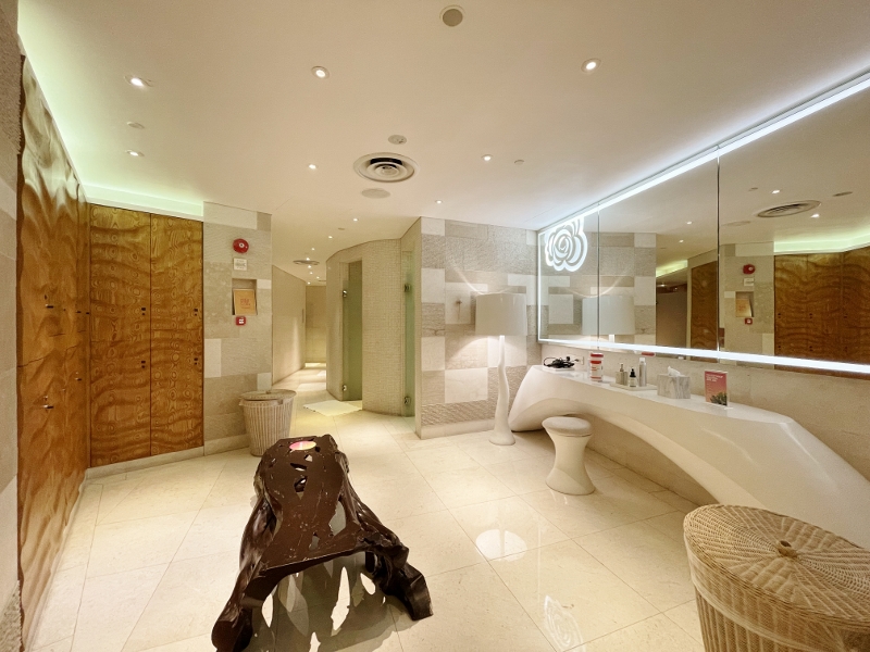 Locker and shower area in AWAY Spa at W Hotel Sentosa Cove