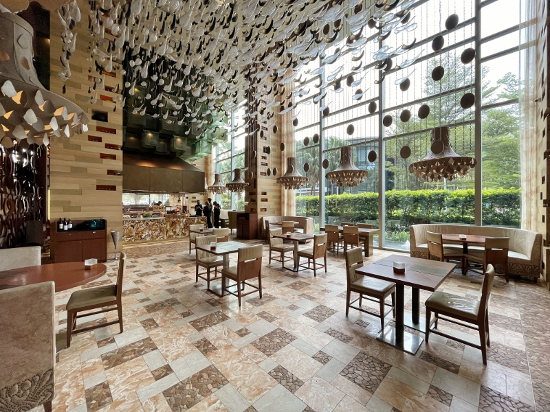 Seating area at SKIRT restaurant at W Hotel Sentosa Cove