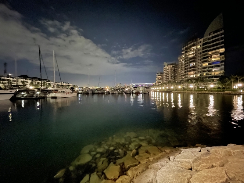 The view from the jetty along Sentosa Cove