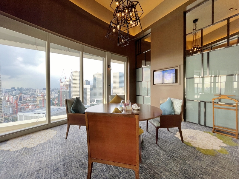 One of the private dining rooms in the Pacific Club Lounge at Pan Pacific Hotel