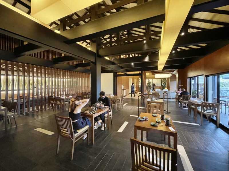 Indoor seating area at Keyaki Japanese restaurant at Pan Pacific Hotel