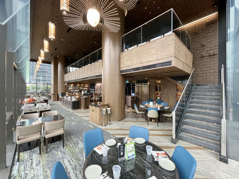 Seating area at QIN restaurant and bar at The Clan Hotel