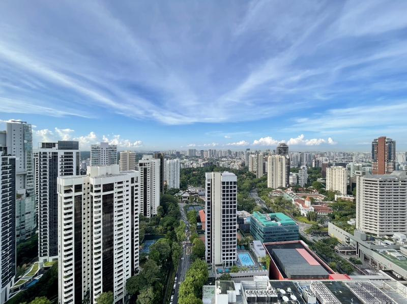 The view from the balcony in VIP King Suite View at YOTEL Orchard Hotel
